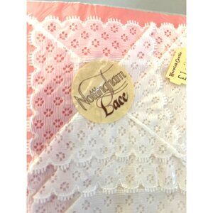 VTG 1980s White Nottingham Lace Bridal Handkerchief Cotton UK England Wedding